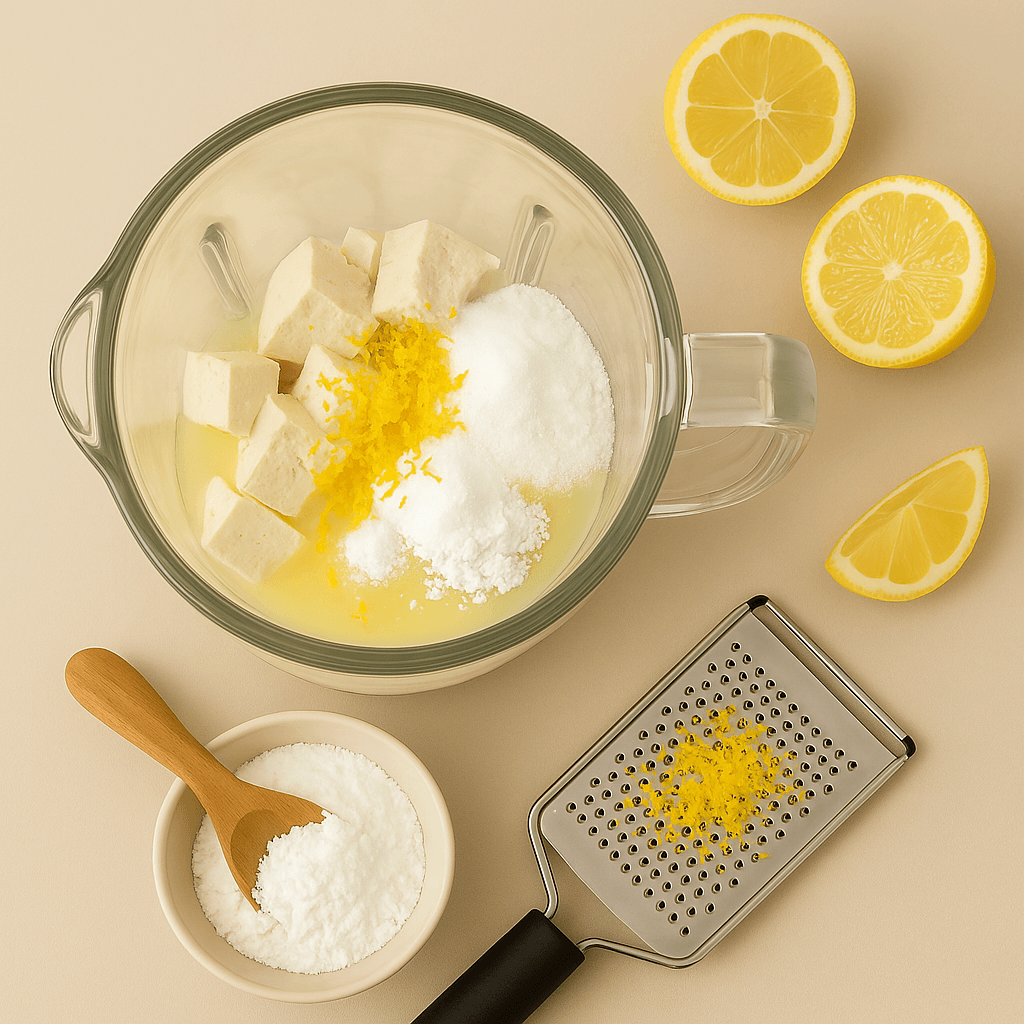Blender avec ingrédients pour crème citronnée