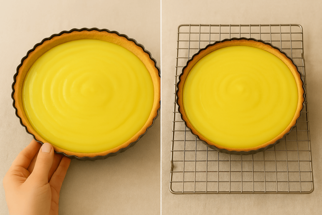 Tarte citron vegan crue et cuite en split-screen
