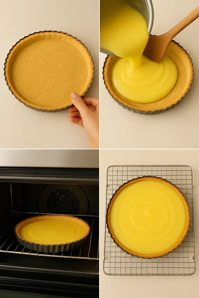 Montage photo des étapes de préparation d’une tarte