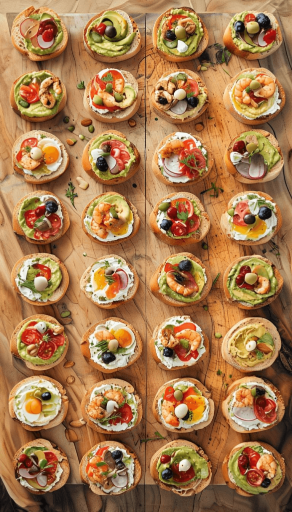 Variété de tartines garnies