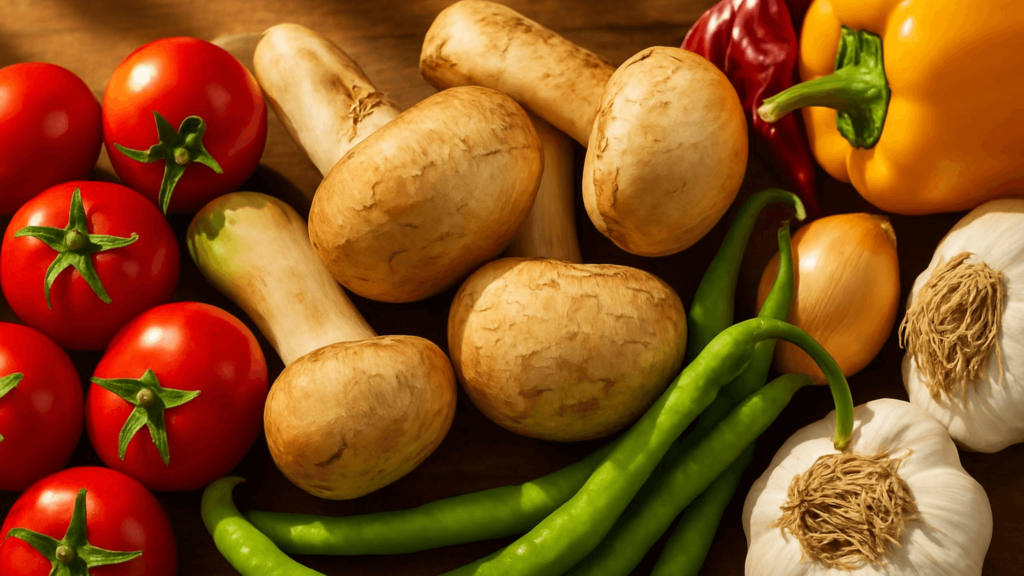 Assorted Fresh Vegetables Display