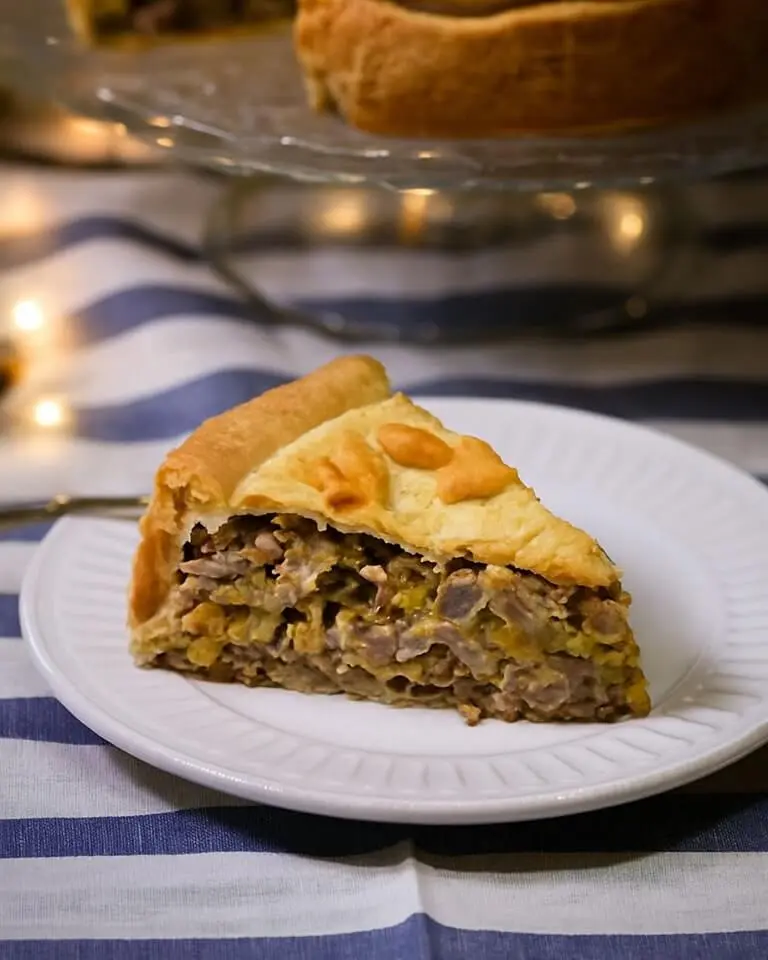 Close-Up of a Savory Pie Slice